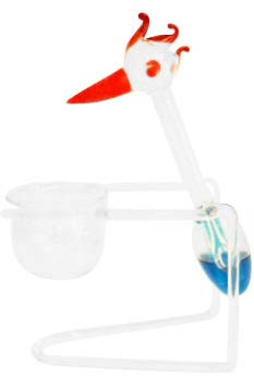 Oberstdorfer Glashütte Schluckspecht bewegliche Glaskolbenente Wippvogel Trinkente mit Blauer Flüssigkeit Höhe ca. 12 cm