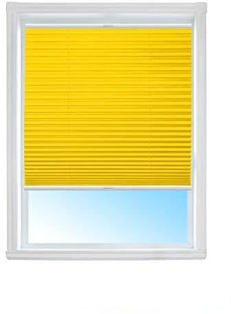 Plissee NACH MAß mit Klemmfix Rollo Jalousie, Easyfix klemmträger ohne Bohren verspannt/Faltrollo für Fenster/Farbe & Größe wählbar (Gelb, Breite: 71-80cm, Höhe: 70-90cm)