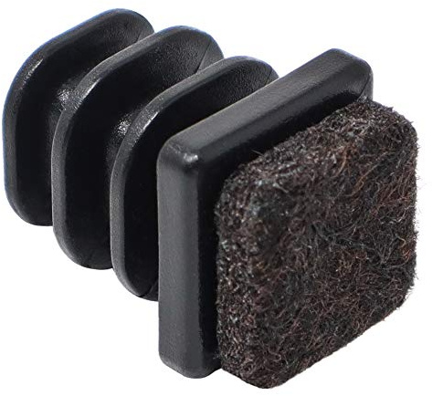 Adsamm® / 16 x Lamellenstopfen mit Filz/Schwarz/ø 11x11-13x13 mm/Quadratisch/Möbelgleiter für Stahlrohrstühle/Endkappen für Vierkant-Rohre