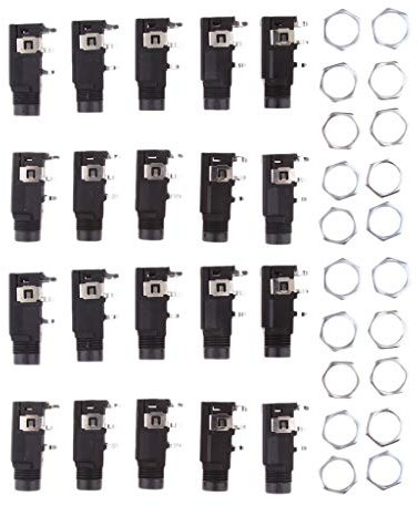 perfk 20x Audio Stereo AUX 6,35mm Einbaubuchse Terminal Zum Einbau in Audiogeräte .B. Mikrofon, E-Gitarre, Anlage
