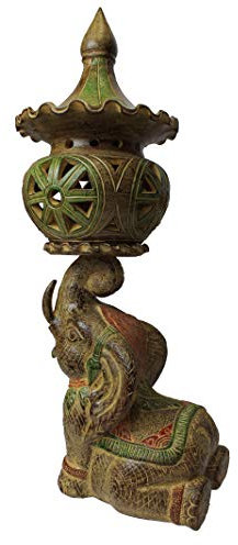 Rotfuchs Dekofigur Tierfigur Tonfigur Balkon Dekoration Gartenfigur Elefant Figur braun grün 78 cm aus Ton Handarbeit