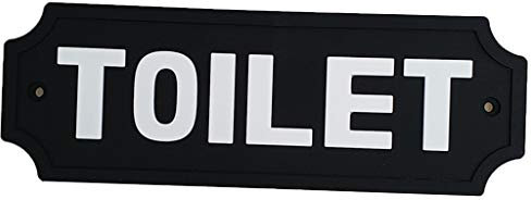 LOVIVER licencia de Pared, Cartel de Puerta Señales para Puerta WC Cartel de, TOILET- Fondo Negro Palabra Blanca