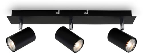 BRILONER - Deckenlampe schwenkbar, GU10 Fassung, max. 40 Watt, Deckenleuchte, Lampe, Wohnzimmerlampe, Schlafzimmerlampe, Küchenlampe, Deckenstrahler, Deckenbeleuchtung, 45x8x12,3 cm, Schwarz