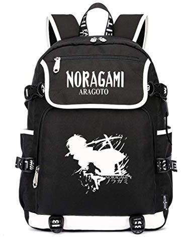 WANHONGYUE Noragami Anime Cosplay Schoolbag Rucksack 15.6 Laptop Backpack with USB Charging Port Black / 3