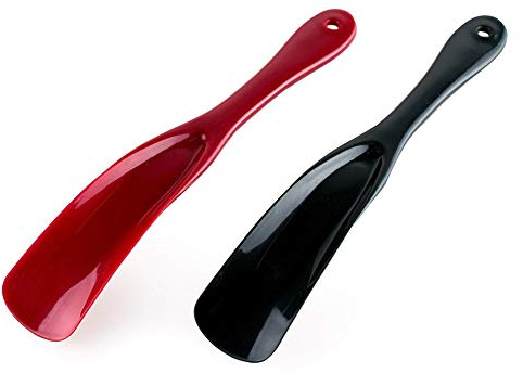 Wacnune 2 Pcs Plastic Shoe Horn.Fit For Men,Women,Kids and Seniors-(Red+Black)