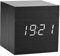 Holzwecker, kleine moderne LED-Würfel-Digitaluhr mit Uhrzeit, Temperatur in C/ F, Thermometer, Wecker, Sprachsteuerung, für Schlafzimmer, Wohnzimmer, Büro (Schwarz)