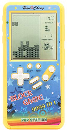 Retro-Block-Spielekonsole Brick-Spielekonsole mit Farbschale und großem Bildschirm, angetrieben von Build 23-Spielen und mit einem kleinen Körper (Gelb)
