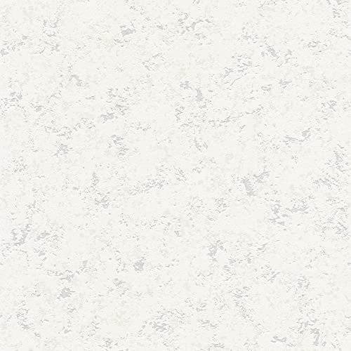 Papier peint gris et blanc crème texturé | Tapisserie salon blanche lavable | Papier peint intissé idéal salle de bain et cuisine