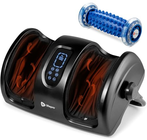 LifePro Shiatsu Massaggiatore per piedi con calore | Massaggio impastante profondo | Massaggiatore elettrico per piedi per gambe, polpacci, piedi, caviglie con rullo gratuito