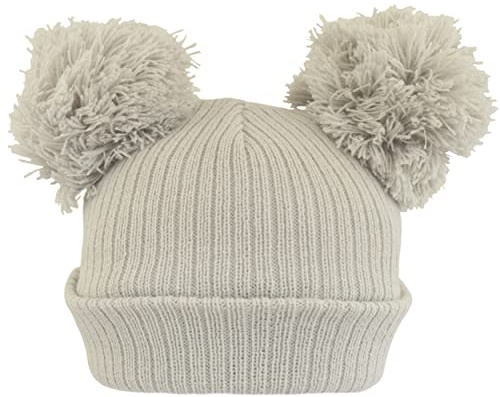 Faith & Sarah Kids Babymütze mit Bommeln, gefüttert, mit Fleece gefüttert, für Jungen und Mädchen, grau, 6-12 Monate