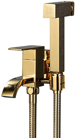 Doccetta Bidet per Wc con Miscelatore Doccino Bidet Wc Spruzzatore a Mano per Bidet Ottone Oro Parete Doccetta Wc Disabili,1,5 M
