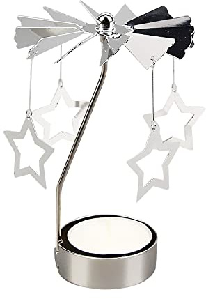 URFEDA Sterne Teelicht Karussell Glas Teelichthalter Gold Teelichtglas Rotierender Kerzenhalter Eisen Metall Kerzenständer für Valentinstag Deko Geschenk Hochzeit Dekoration Wohnzimmer Tischdeko