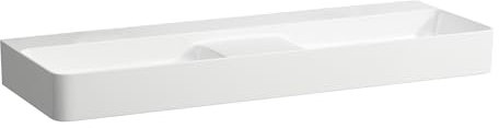 LAUFEN VAL Doppelwaschtisch, ohne Hahnloch, ohne Überlauf, 1200x420mm, semi-trockener Bereich mittig, H8142824001421, Farbe: Weiß mit LCC