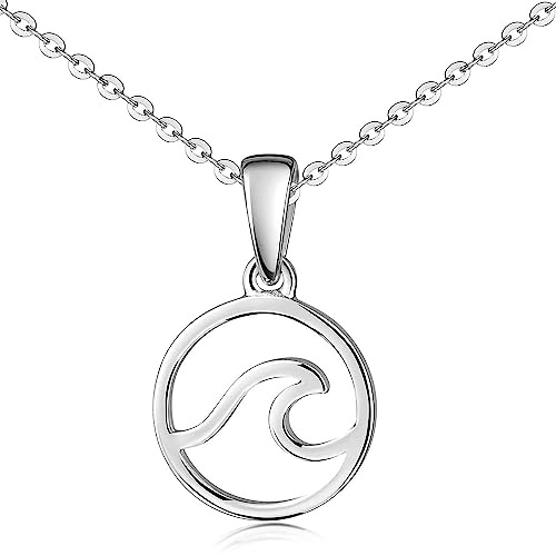 Welle Anhänger klein 925 Sterling Silber wahlweise mit Halskette KA-48 | Runder Kettenanhänger Meer Ø12mm incl Schmuck Box von MATERIA by Matthias Wagner