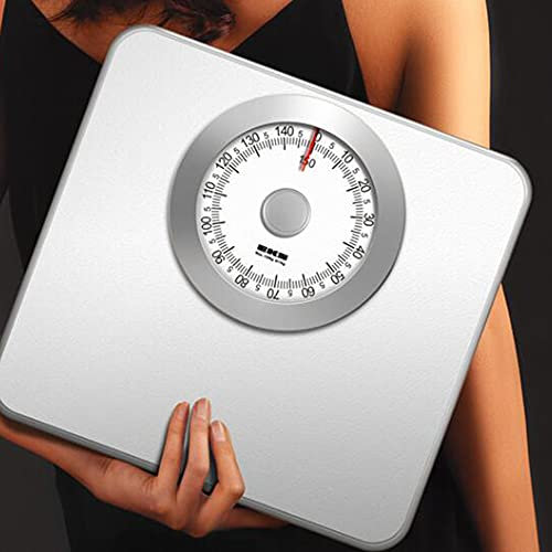 OUSIKA Báscula mecánica de esfera de gran tamaño, báscula analógica antideslizante, sin baterías, báscula de baño, pesaje preciso, plataforma de metal resistente Balanzas