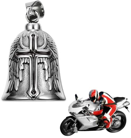 Suevut llavero Moto Campana Guardiana, Aceite Negro Campana de Motocicleta Ángel de la Guarda, con Anillo Colgante, para Bicicletas, Coches, Motocicletas, Vehículos Eléctricos