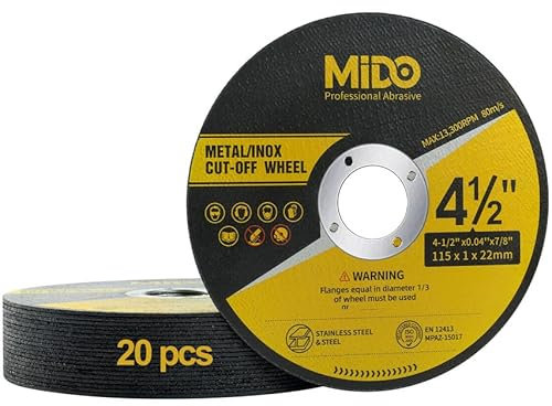MIDO Professional Abrasive Cutting Discs 20 PCS 115 mm Ultra Thin 1mm Metal Cut off Wheels Stainless Steel Cutting Wheel for Angle Grinder