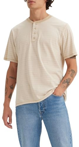 Levi's Camicia Henley da Uomo SS 3 Button, Shore Stripe Safari, L