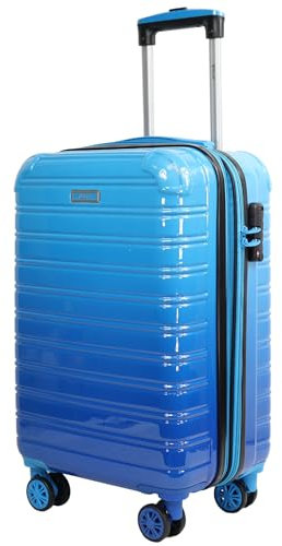 Blade Erweiterbares Handgepäck - Hartschalen Koffer Trolley - Leichter Reisekoffer Handgepäck aus ABS+PC mit TSA Schloss - 4 Spinner Räder Koffer- Rollkoffer (Blau-M)