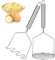 Dachiy 2 Pezzi Schiacciapatate Acciaio Inox Professionale, Ondulato, Manico Spesso Per Patate, Zucca E Patate Dolci
