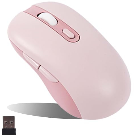 Wireless Mouse,Silent Cordless Bluetooth Tri-mode Mouse with 6 Buttons,Portable Rechargeable Mice Ergonomic Cordless Design ,800-1200-1600 DPI adjustable，for Tablet PC Computer Notebook Laptop(Pink）