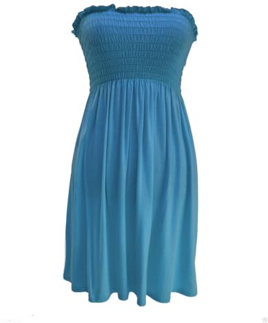 SXME MIGHT SAY Vestido de mujer con hombros descubiertos, elástico, liso/estampado, sin tirantes, bandeau boobtube, talla grande