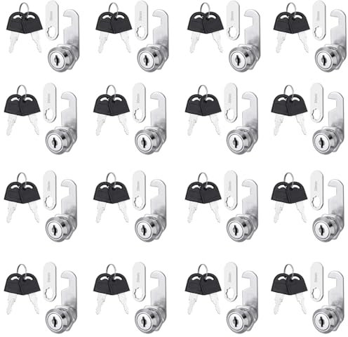 Cobenga Cerradura de buzón de 16 piezas, cerradura de seguridad para buzón, 1 cerradura de buzón con 2 llaves y tornillo, cerradura para cajones con 2 chapas diferentes (30 mm)