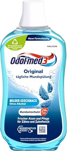 Odol-med3 Mundspülung Original, alkoholfreie Mundspülung, 500ml (Packung mit 5)