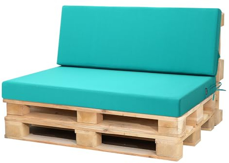 PRIMEPATIO Palettenkissen Outdoor 2er Set für Terrassenmöbel, Auflagen, Kissen & Polster, Wasserdicht und Farbecht, Ersatz für Palettensofa, Sitzkissen für Europaletten, Hof, Garten, Himmelblau