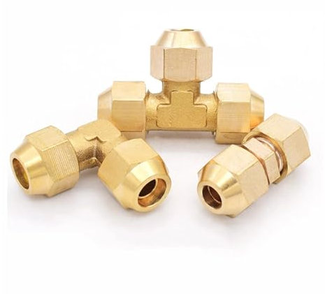 LTRAJUYNH 6mm 8mm 10mm 12mm 14mm 16mm 19mm Straight Elbow Tee 2 3 Way Brass Flare Pipe Fitting Connector Adapter(Straight,14mm)