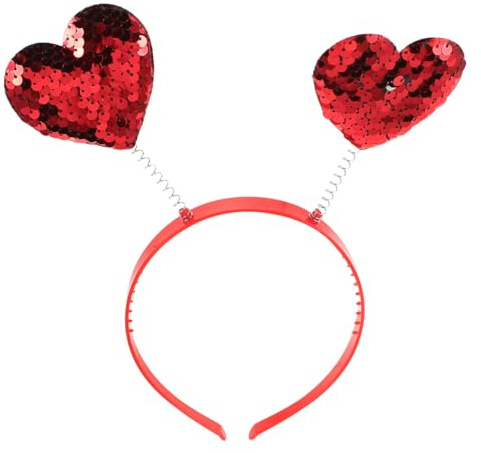 Healvian Valentines Heart Headband Sequin Love Heart Head Boppers Valentines Day Hair Accessories for Women Girls Wedding, Birthday Party,New Year,Festival