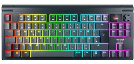 Cherry XTRFY MX 8.3 TKL Wireless, Gaming-Tastatur, DE QWERTZ, Starfall Grey | Tenkeyless-Format, Mechanisches Multi-Device-Keyboard, Ultraschnell, Drehregler & Display, Hot Swappable MX2A RED Switches