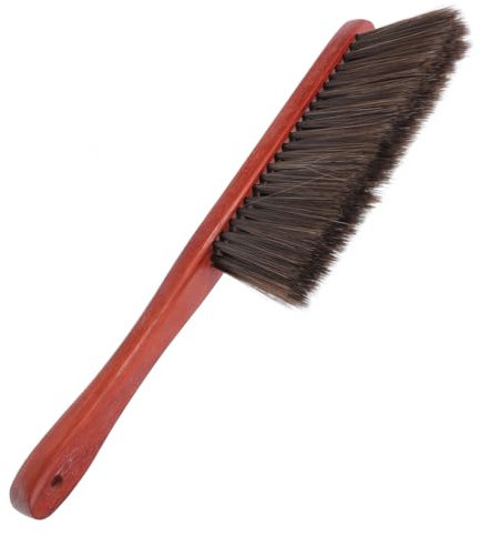 Mikinona Wood Hand Broom Soft Bristle Fireplace Brush Long Handle Dusting Brush for Furniture Sofa Bed Cleaning Hardwood Handle for Home Use