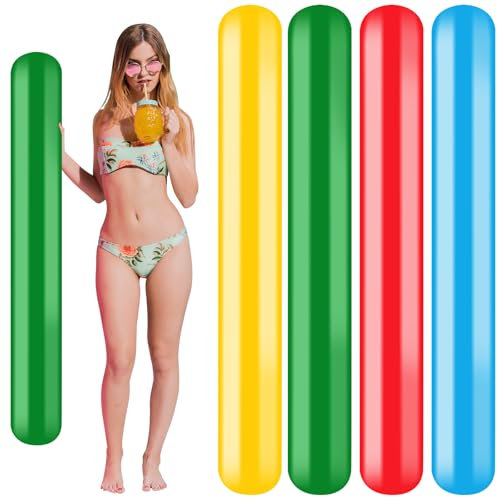 Gxhong 4Pcs Aufblasbarer Schwimmnudel, Schwimmbad Nudelschwimmer, 150 CM Langer Schwimmnudel Poolnudel für Kinder Erwachsene Baden Wassergymnastik Aquasport