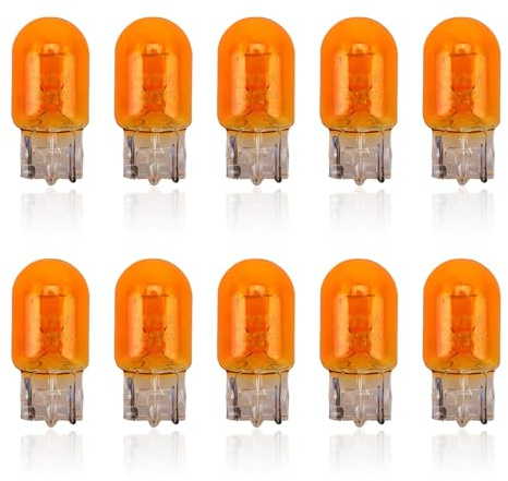 Downhill 10 PCS 7443 Bulb, 7443 Turn Signal Bulbs, T20 12V/21W Versatile Miniature Brake Lights/Reversing lights/Taillight Bulbs Lighting Replacement Accessories, for Most Cars Trucks SUVs (Amber)