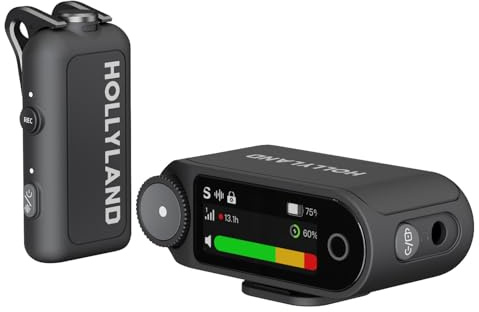 Hollyland Lark MAX 2 Solo, trådlös mikrofon, automatisk brusreducering med AI-funktion, 32-bitars intern flytande inspelning, för iPhone, Android, (1 sändning + 1 kamerakontagning)