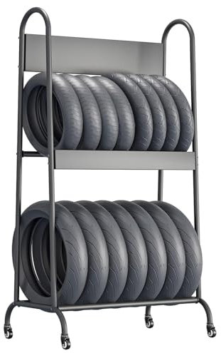 LISHAOHU Motorradreifen-Aufbewahrungsständer,Reifenregal for Garagenwerkstätten,Autowerkstätten Mit Rädern,Freistehend,Ganzjahresreifenregal for Winterreifen,Schneereifen,Sattelreifen, Alte Felgen