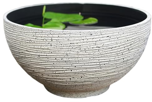 Bonsai Schale große Lotusblume Wasserschale schwimmender Blumentopf exquisiter Blumenschale für den Außenbereich runde Sukkulenten Seerosen Töpfe für Schreibtische Bankettsäle und Wohnzimmer weiß