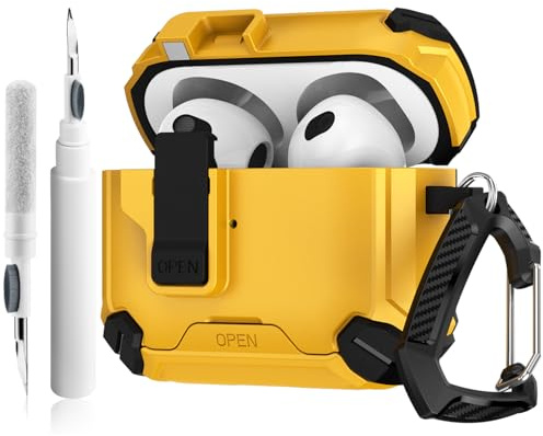Cover per AirPods 4 con Penna Pulizia Supporta MagSafe, Custodia per AirPods 4th con Blocco Automatico & Supporto per Telefono, Case Rigida con Chiusura di Sicurezza Antiurto