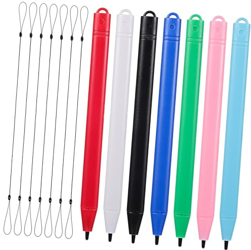 SHINEOFI 7 Pcs Lcd Writing Pad Stylus Pens for Tablets and Touch Screens, Lightweight Plastic Drawing Board Pens with Stylus Tether, for Drawing and Traveling