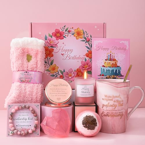 iTbxzzy Geburtstagsgeschenk für Frauen, Geburtstagsgeschenk für Mama, Freundin, Schwester, Beste Freundin Kaffeebecher und Geschenkset Bad-Entspannung, Geschenke für Frauen