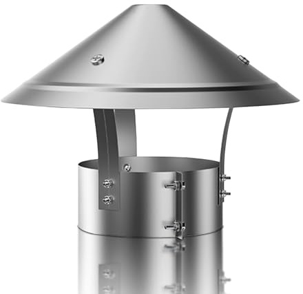 Terminale Antivento E Antipioggia In Acciaio Inox Comignolo Canna Fumaria Comignolo Antivento Terminale Per Camino Con Base Tonda Stufa A Legna O Pellet 200mm(304 material,100 mm(4 in))