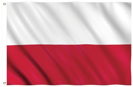 Bandera del Mundial 2026 - Bandera Nacional Oficial de 1,5 m x 0,9 m, Doble Cara con Ojales de Latón para EE. UU., Canadá y México (Polonia)