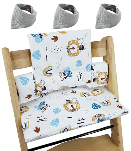agctrler Sitzkissen für Stokke Tripp Trapp, 2-teilig Wasserdicht Hochstuhl Sitzkissen mit 3 Baby lätzchen, Abnehmbar Weiches Sitzkissen für Säuglinge, Einfachen Reinigung, Einfache Befestigung