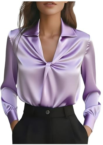 Blouse for Women UK Dressy Tie Collared Neck Tops Cuffed Long Sleeve Shirts Basic Plain Business Top Ladies Office Work Blouses Stylish Shirts for Smart Elegant Casual Outings