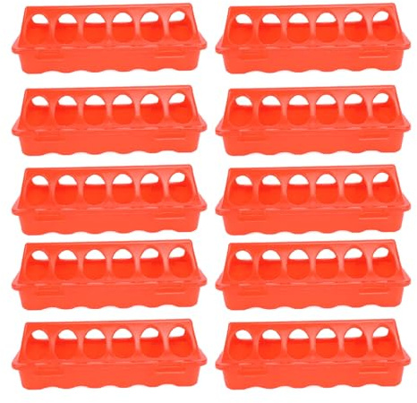 SIXRUN Flip Top Chick Feeder Waterer, 10 Set Plast Vaktel fjäderfä Foderbricka 12 Tråg för Chick Duck Säker Halkfri Diskautomat