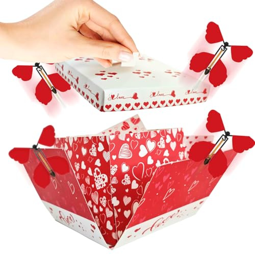 Scatola sorpresa regalo a forma di esplosione, scatola esplosiva regalo a forma di farfalla, prank gift box, scatola a sorpresa, confezione regalo con cuori rosa, kit di bricolage per San Valentino