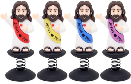 Yelakey Dashboard Jesus Bobblehead Jesus with Smile Face Blessing You Christian Car Accessories Religious Believers Home Decoration with Sticky Pad (Multicolor)