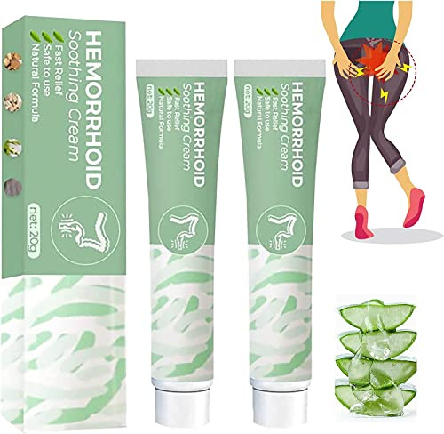 Crème apaisante contre les hémorroïdes, pommade naturelle contre les hémorroïdes à base de plantes, crème c/ontre les h/émorroïdes, douce et sûre, pour tous les âges (2 Pcs)