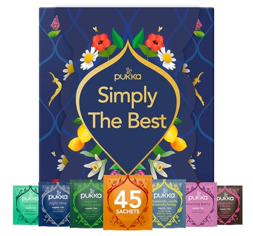 Pukka Herbs Premium Herbal Tea Selection Gift Set Box with Simply The Best Sleeve, Self-Care Eco-Friendly Selection, 45 Tea Bags, 9 Delicious Flavours